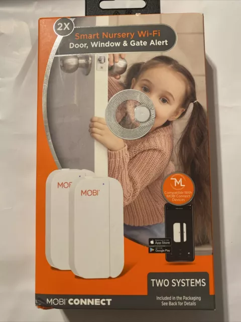 NEW MOBI - 2-Pack Smart Nursery Wi-Fi Door, Window, and Gate Alert - White - VG