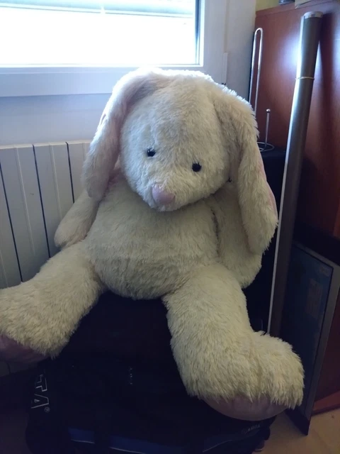 Grand Doudou peluche lapin blanc