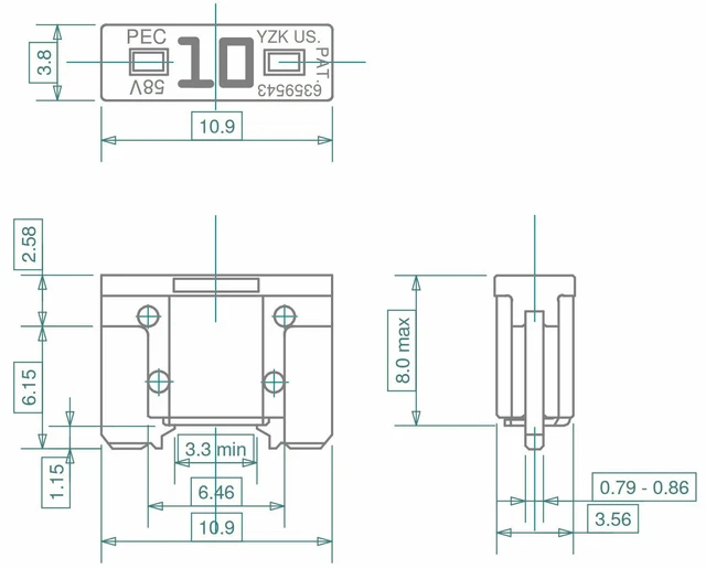 Lot 1 2 5 10 mini fusibles 25A auto moto à lame low profile blanc pince fusible 2