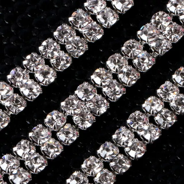 2-row/3-row/4-row/5-row crystal rhinestone trims chain silver Clear AB ss16 3