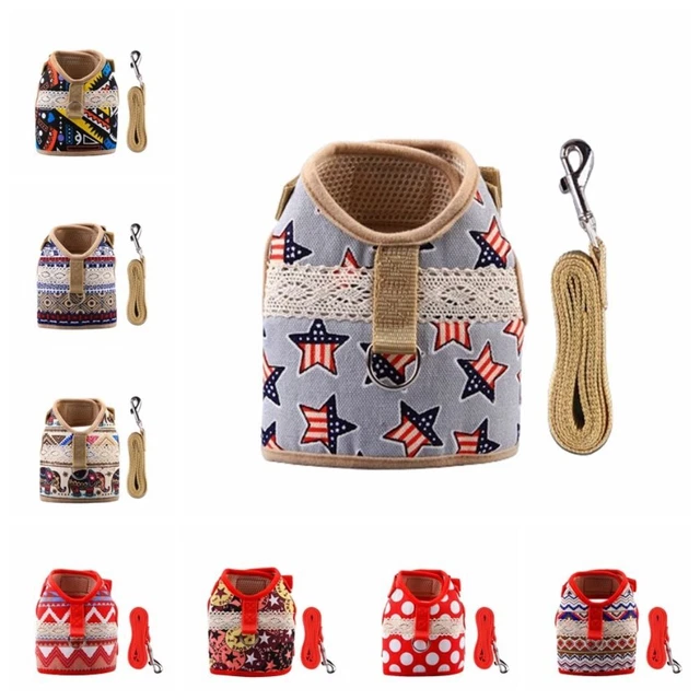 Adjustable Dog Harness Ethnic Style Dog Collars Pet Walking Vest  All Seasons