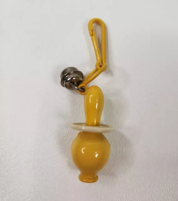 Vintage 1980s Plastic Bell Charm Baby Pacifier For 80s Necklace