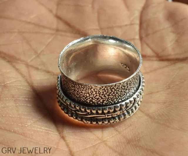 Handmade Spinner Ring Ethnic Jewelry 925 Silver Plated Us Size 4.5" R021-A135