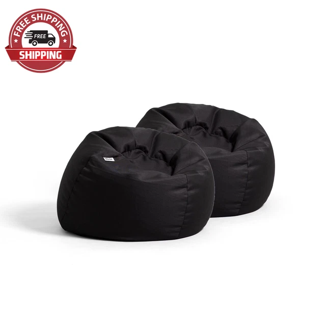 Big Joe Dot Bean Bag Chair 2-Pack, Gabardine Kids, 2Ft, Black
