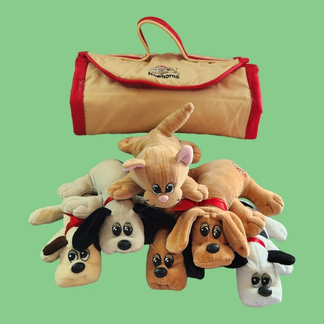 TONKA 1980S POUND Puppy Newborns Carry Kennel w/ 6 Puppies & 1 Kitten