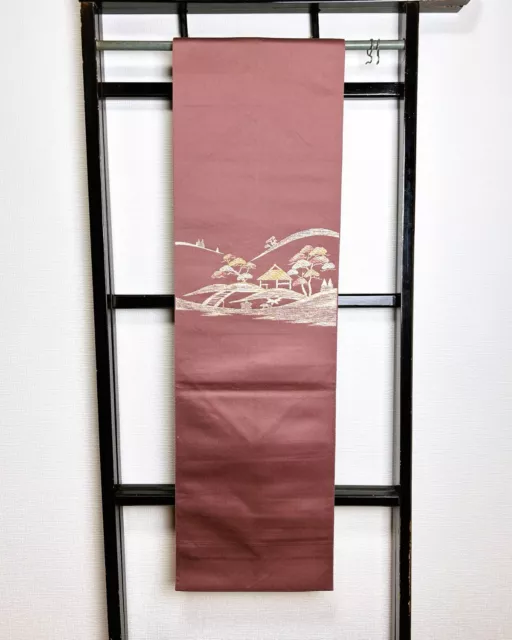 【mINT】kimono belt for furisode kimono,table runner, old scenery embroidery