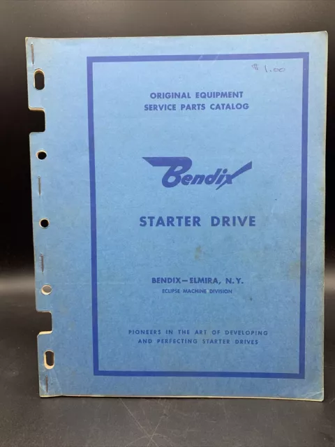 Original 1957 Bendix Starter Drive Service Parts Catalog-Excellent Condition