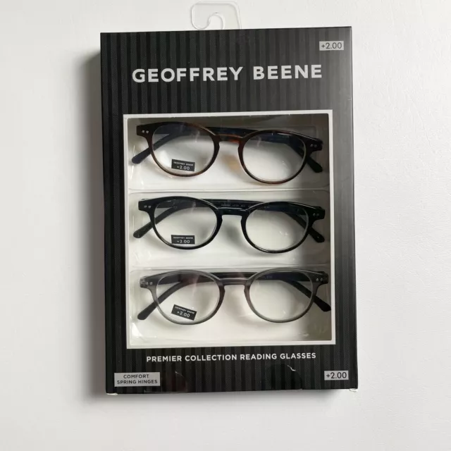 GEOFFREY BEENE +2.00 Reading Glasses Grey Black Tortoise Round $34.99 ...