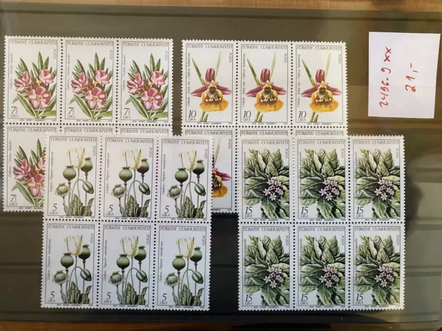 Türkei 2496-9 ** Viererblock Blumen 21 Euro