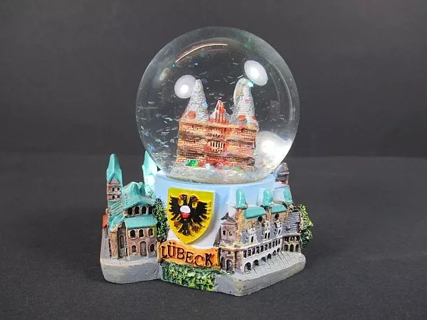 Palla di Neve Lübeck Holstentor Snowglobe Souvenir Germania, Nuovo