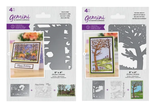 Crafters Companion -- NATURAL BEAUTY & WILD & FREE -- 2 Stamp & Die Sets