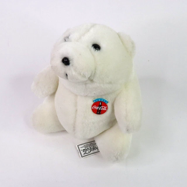 Vintage 1993 Coca-Cola Polar Bear Stuffed Plush Animal Toy 7" Sitting Pre-owned