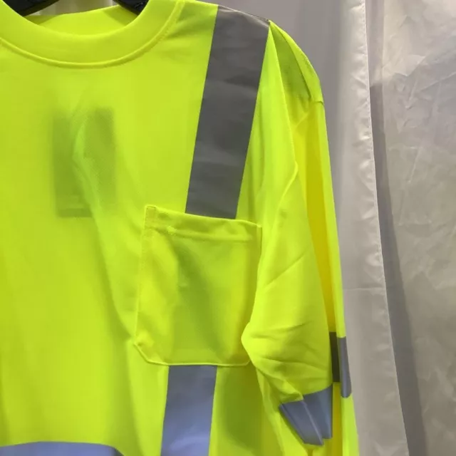 Forester Mens Hi-Vis Class 3 T-Shirt Yellow Reflective Long Sleeve Pocket M New 2