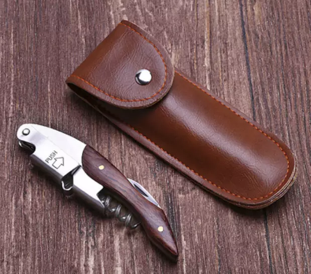 fold knife Jackknife bag penknife pouch cow leather cover scabbard brown W494