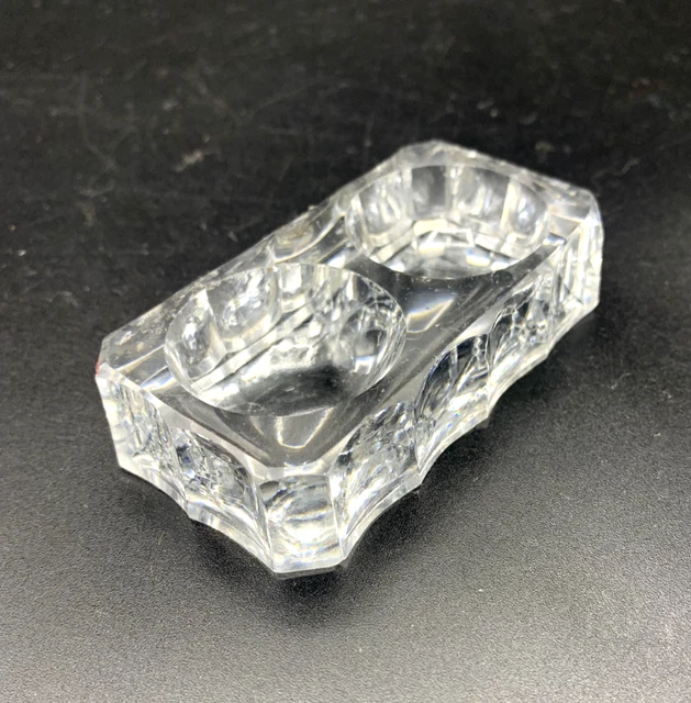 Saleron Duo Art Déco - Salière Et Poivrière En Verre Ciselé Très Épais - France