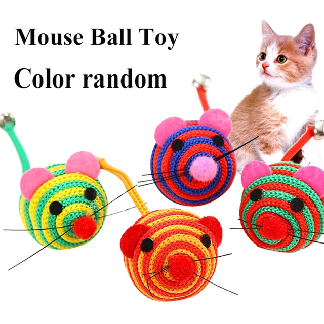 TAIL WITH BELLS Nylon Mouse Ball Cat Dog Interactive Bite Play Toy Pet