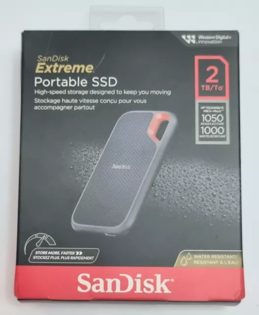 SANDISK Disque SSD Portable 2To USB-C 3.2 jusqu'à 1050 Mo/s SDSSDE61-2TOO-G25