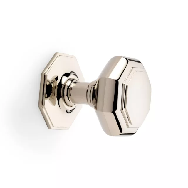 110mm Polished Nickel Octagonal Centre Door Knob Pull Front Back Very Large