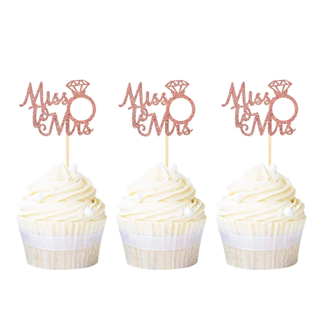 24 Stück Bride To Be Cupcake-Topper – Glitzer Herz, „Miss To Mrs“, Roségold – Für Hochzeit, Brautdusche & Junggesellinnenabschied