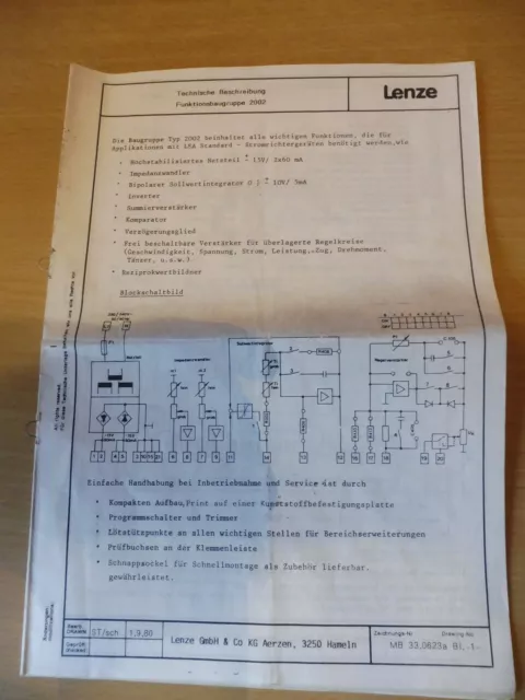 Lenze Steuerplatine, Funktionsbaugruppe 2002 für Lenze LEA Stromrichter-Serie 3
