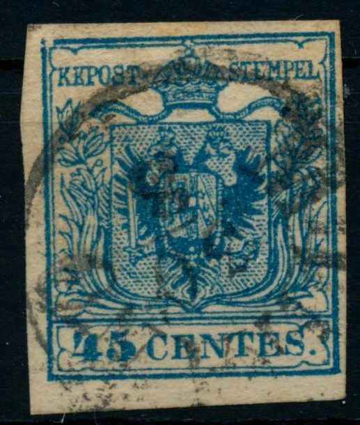 LOMBARDEI-VENETIEN 1850 45C, MP, Type III. P.F.! MILANO, Schön und attraktiv!
