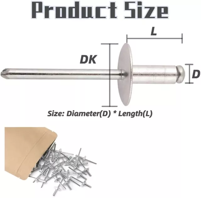 POP RIVETS 2.4mm,3.2mm,4mm,4.8mm Aluminium Dome Head Blind