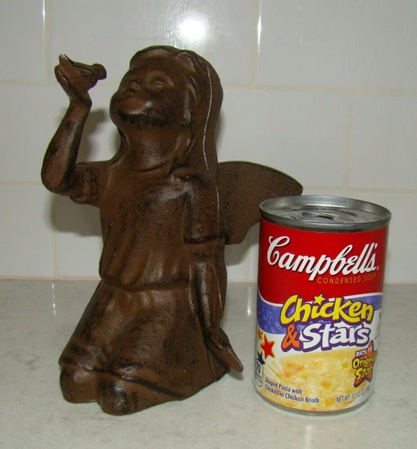 Upper Deck Cast Iron Kneeling Angel Bird Garden Fairy Statue 7.5"