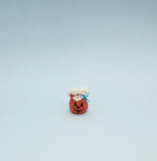 OOAK~Ghost~Pumpkin~Halloween~Pink & Blue Bows~Doll~Baby~Toy~Dollhouse~Cheryl OOAK~Ghost~Pumpkin~Halloween~Pink & Blue Bows~Doll~Baby~Toy~Dollhouse~Cheryl