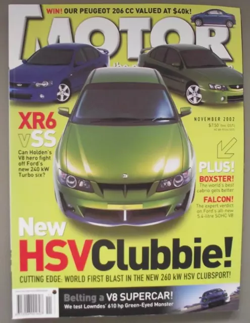 Motor magazine, November 2002 - HSV Clubsport, Commodore SS, BA Falcon XR6 Turbo
