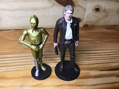 Lot of 2 Star Wars Force Awakens PVC Figures: Han Solo & C3po, Disney Store