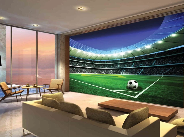 Póster de dormitorio de fútbol campo deportes papel tapiz foto mural niños niños