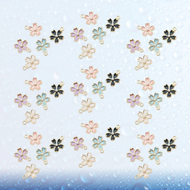 50 Pcs Armband Aus Emaille Goldenes Anhänger Blumenschmuck Legierung
