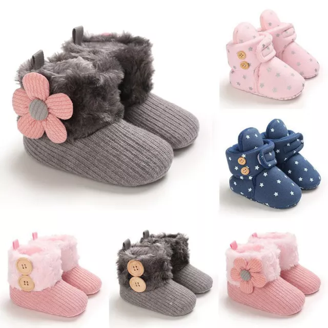 Crib Baby Girl 0-18M Newborn Warm Snow Booties Fur Lined Boots Pram Shoes Winter