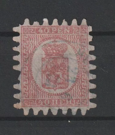 1866 / 70 FINLANDIA SUOMI STEMMA 40p. ROSA SU LILLA CHIARO UNIF N° 9   USATO MF9