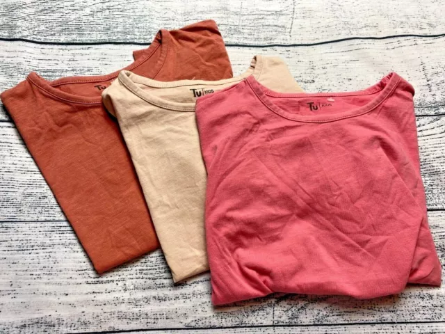 Girls 5-6 Years T-Shirt Bundle Short Sleeve Blouse Top Pink Tu S/N380