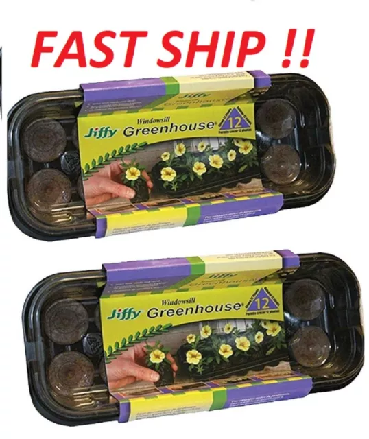 JIFFY Tray 12 Peat Pellet SEED STARTER GREENHOUSE KIT FAST SHIP!! SEEDLING Plant