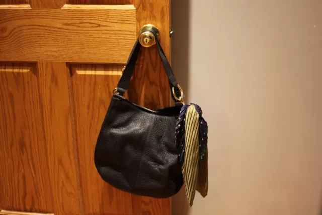 Vince Camuto Black Leather Large Hobo Purse Handbag 2