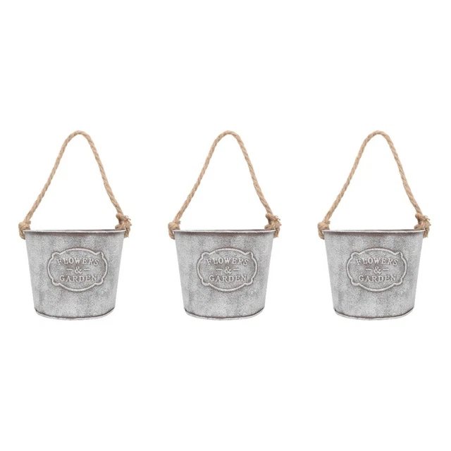 3x Metall Hängen Pflanzer Hängen Pflanzen Halter Wand Metall Eimer
