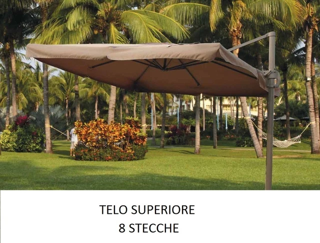 Telo Di Ricambio Per Ombrellone - 2.5x2.5m, 8 Stecche, Ecrù, Poliestere 180g/mq, Con Airvent - Foto 13