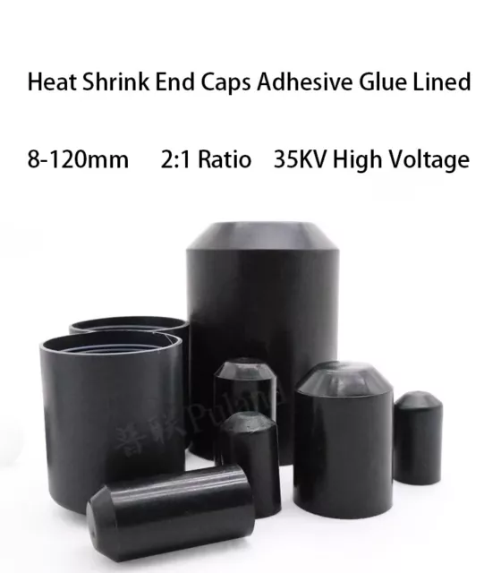 8~130mm 2:1 Heat Shrink End Caps Adhesive Glue Lined 10-120mm 2:1 Ratio 35KV