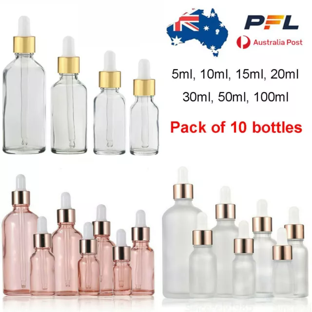 10X 5-100ML Glass Liquid Dropper Reagent Eye Pipette Essential Oil Bottle Clear