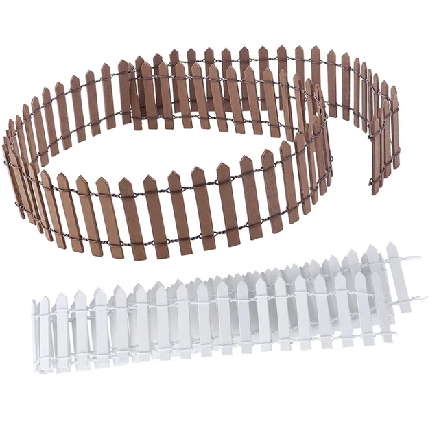 2 Pcs Mini Fence Wooden Short Picket Fence Garden Fence Panels