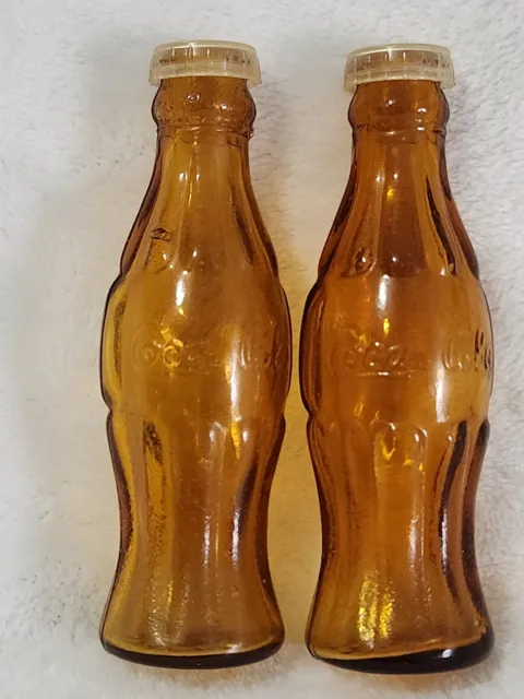Vintage Coca Cola Salt and Pepper Shakers, Made In Taiwan, Glass Brown Bottles