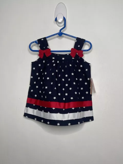 Gymboree Stars & Stripes Tank Top Girls Size 2T Blue Bow Sleeveless Patriotic