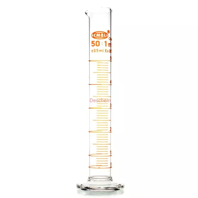 50ml Lab Glass Measuring Cylinder With Graduati Spout Mouth Chemistry Labware