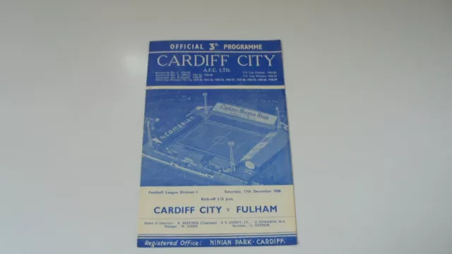 1960-61 Cardiff V Fulham Football Programme