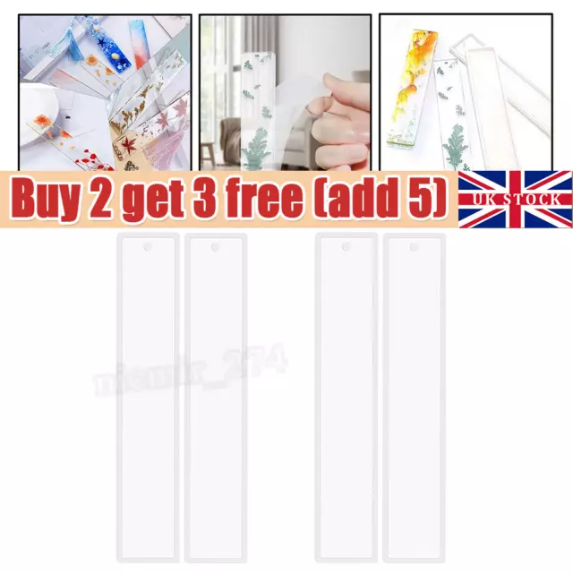 2× Silicone Rectangle Bookmark Mold DIY Making Epoxy Resin Jewelry Craft Moulds