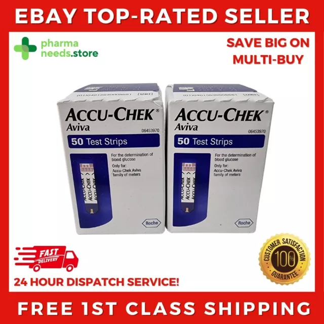 Accu-Chek Aviva Blood Glucose Test Strips 100 (50x2) - EXP: 03/2025 [15% OFF]