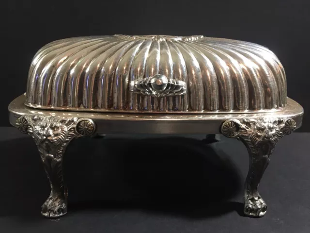 Vintage FB Rogers Silver Co Roll Top Silverplate Butter Dish w/ Glass Insert