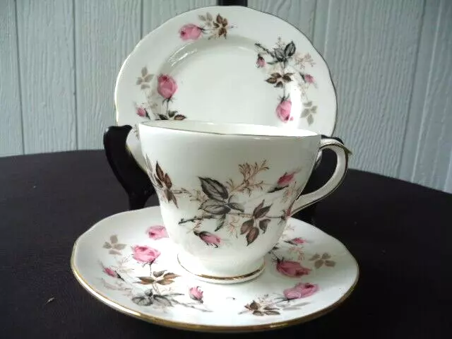 duchess pink   rose bone china   trio tea cup & saucer plate set